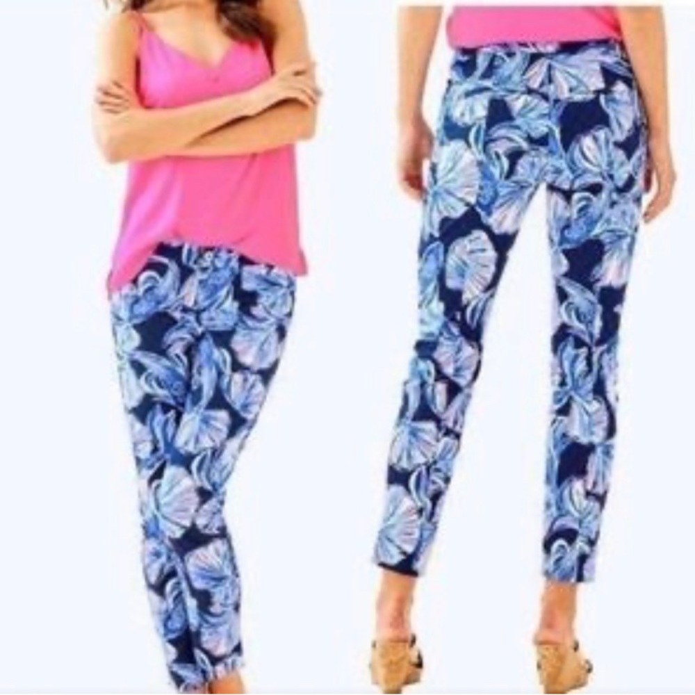 NEW LILLY PULITZER KELLY SKINNY ANKLE PANTS BRIGHT NAVY IN REEL LIFE SIZE 0 $148
